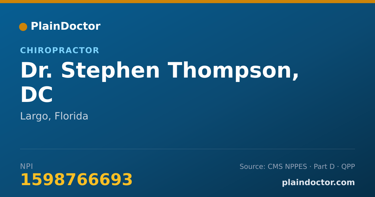 Shareable card for Stephen Thompson, DC - Chiropractor, Largo, FL