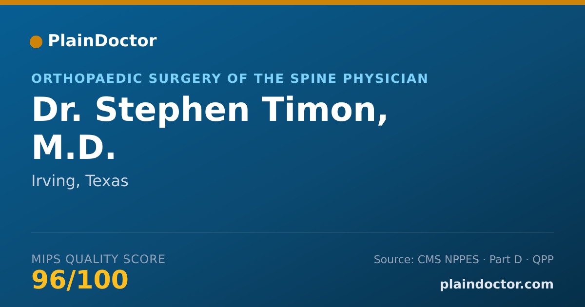 Shareable card for Stephen Timon, M.D. - Orthopaedic Surgery of the Spine Physician, Irving, TX