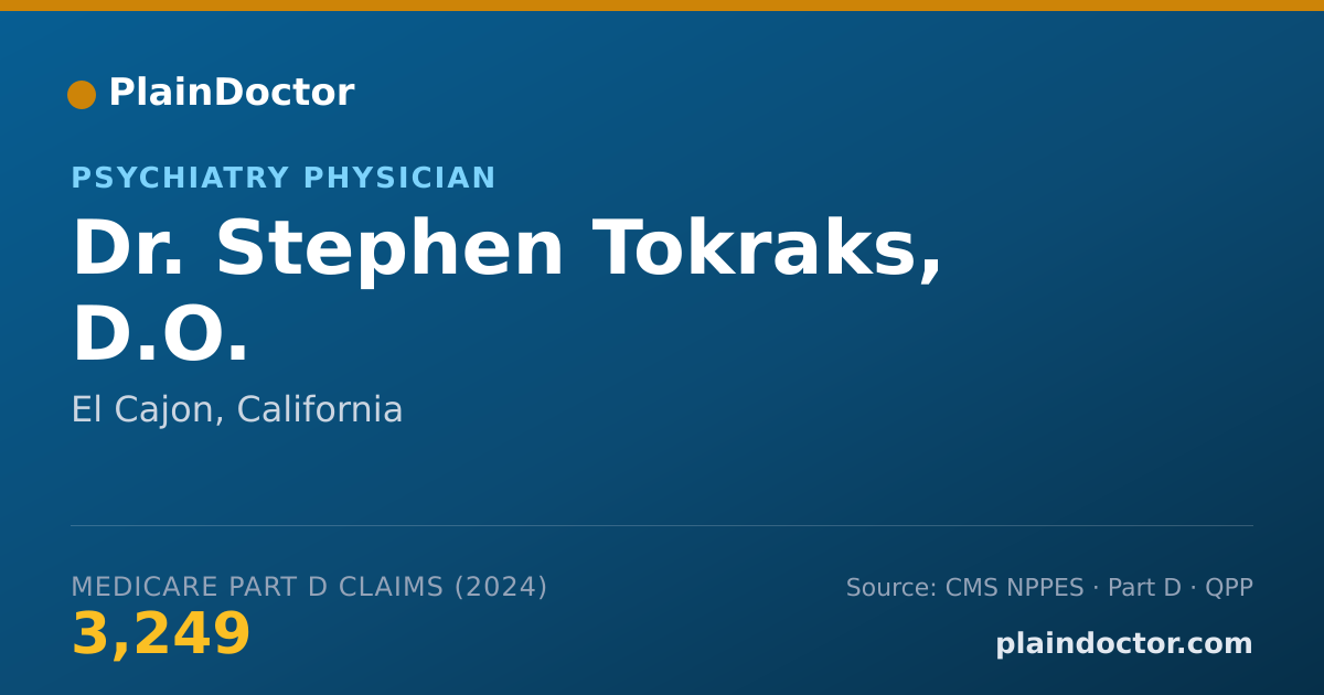 Shareable card for Stephen Tokraks, D.O. - Psychiatry Physician, El Cajon, CA