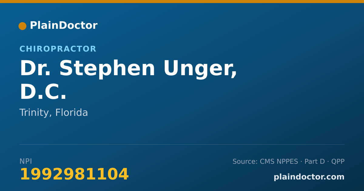 Shareable card for Stephen Unger, D.C. - Chiropractor, Trinity, FL