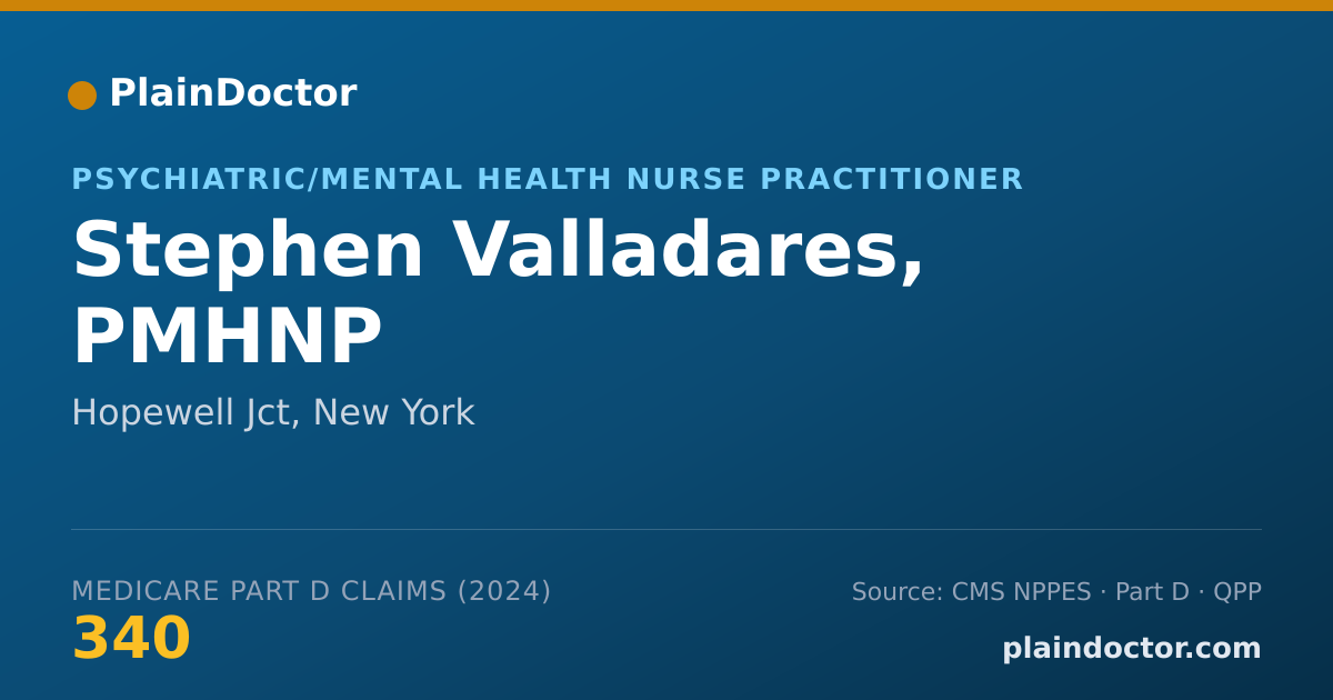 Shareable card for Stephen Valladares, PMHNP - Psychiatric/Mental Health Nurse Practitioner, Hopewell Jct, NY