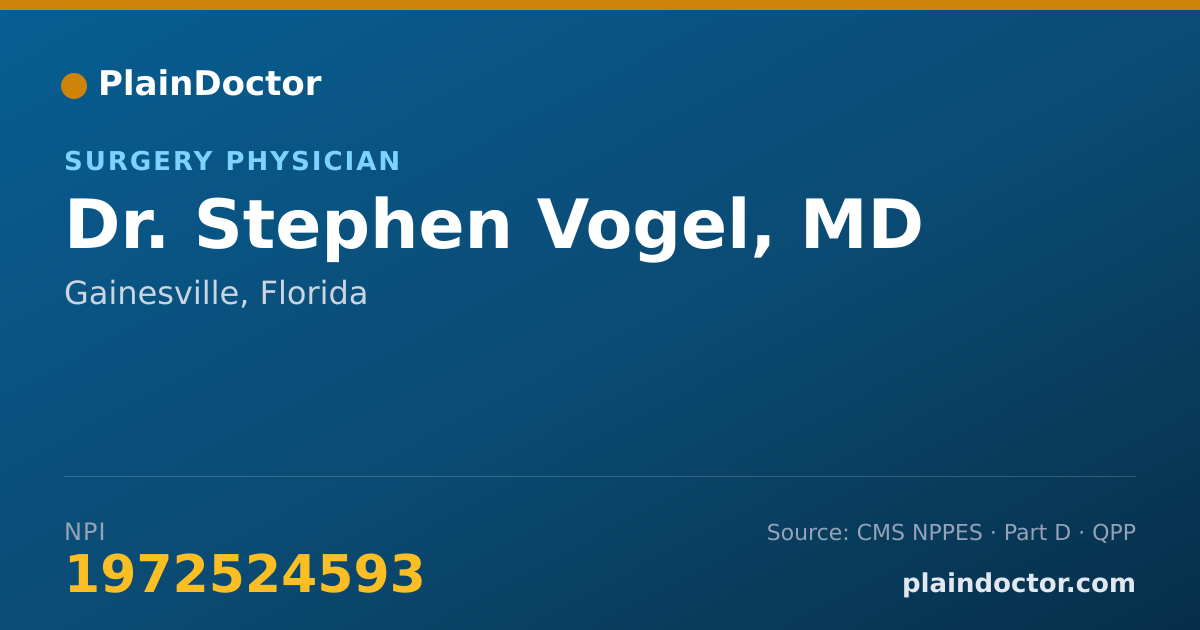 Shareable card for Stephen Vogel, MD - Surgery Physician, Gainesville, FL