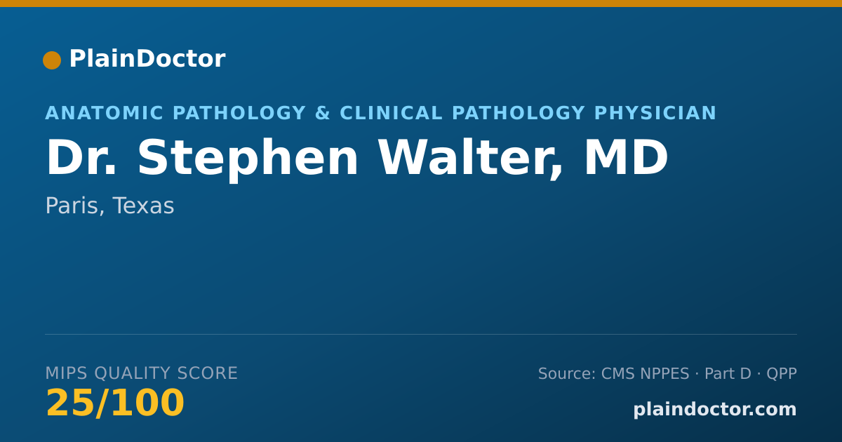 Shareable card for Stephen Walter, MD - Anatomic Pathology & Clinical Pathology Physician, Paris, TX