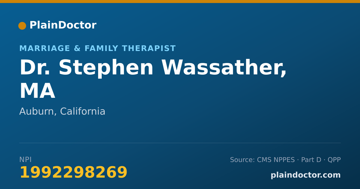 Shareable card for Stephen Wassather, MA - Marriage & Family Therapist, Auburn, CA