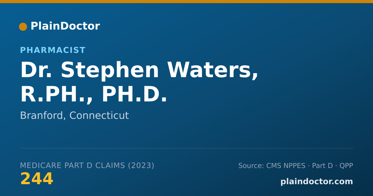 Shareable card for Stephen Waters, R.PH., PH.D. - Pharmacist, Branford, CT