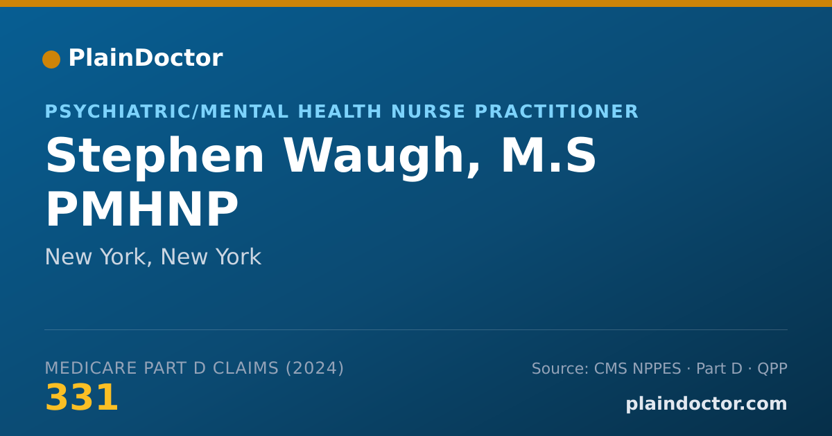 Shareable card for Stephen Waugh, M.S PMHNP - Psychiatric/Mental Health Nurse Practitioner, New York, NY