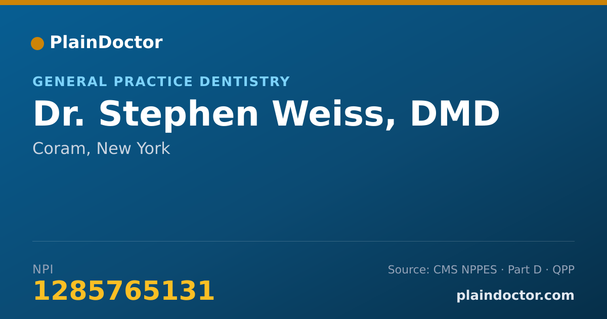Shareable card for Stephen Weiss, DMD - General Practice Dentistry, Coram, NY