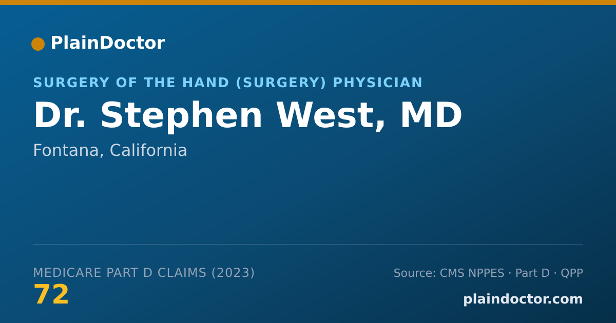 Shareable card for Stephen West, MD - Surgery of the Hand (Surgery) Physician, Fontana, CA