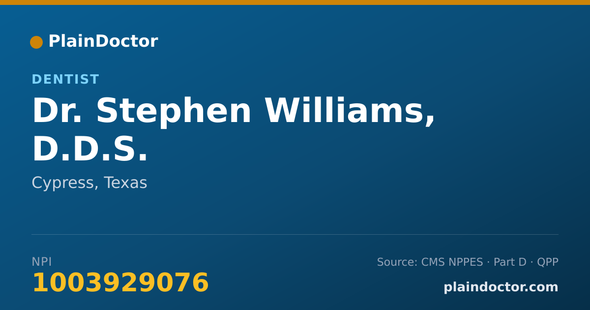 Shareable card for Stephen Williams, D.D.S. - Dentist, Cypress, TX