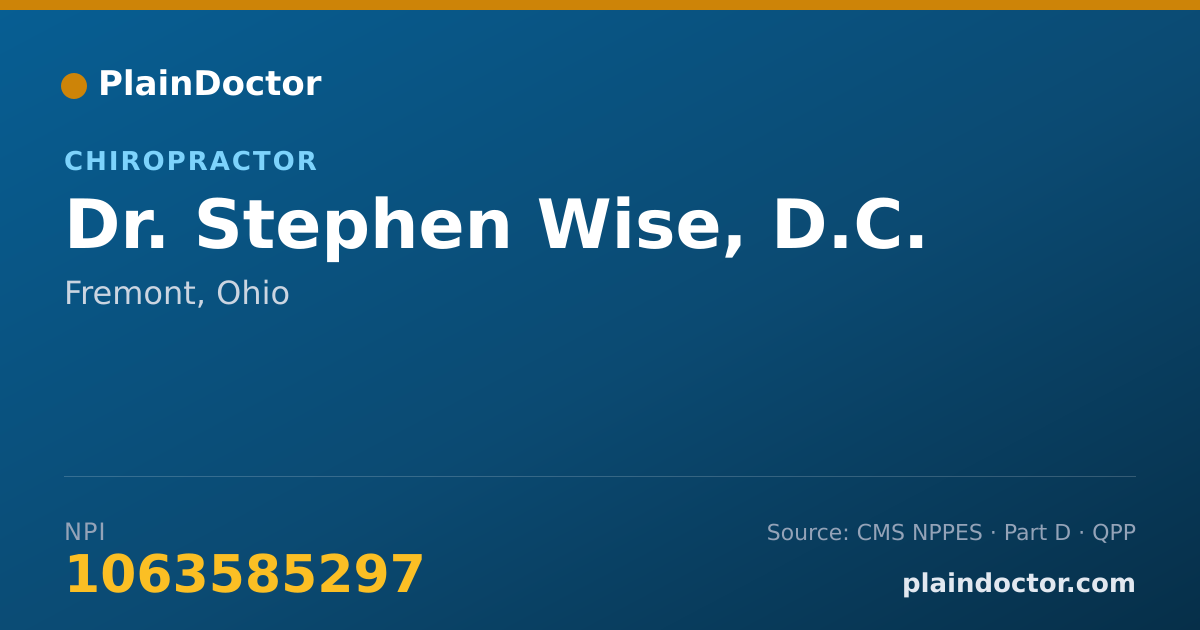 Shareable card for Stephen Wise, D.C. - Chiropractor, Fremont, OH