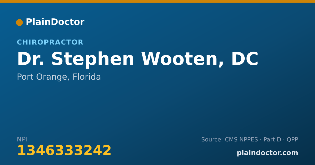 Shareable card for Stephen Wooten, DC - Chiropractor, Port Orange, FL