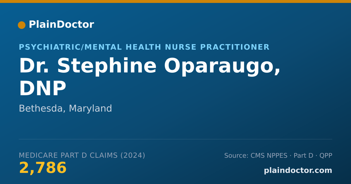Shareable card for Stephine Oparaugo, DNP - Psychiatric/Mental Health Nurse Practitioner, Bethesda, MD