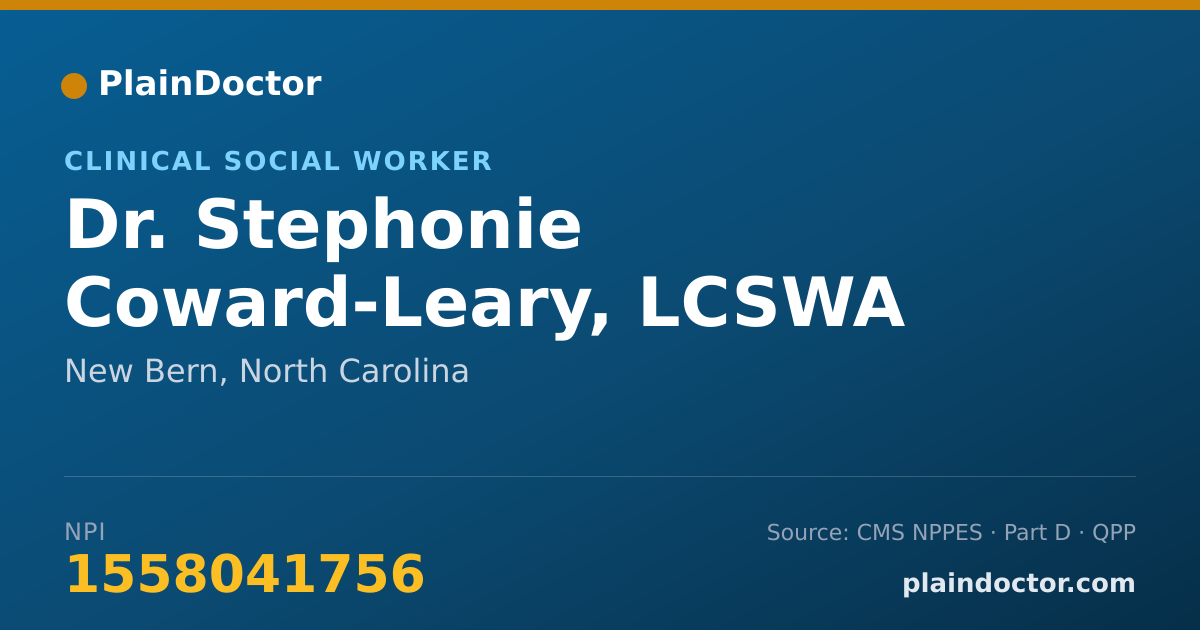 Shareable card for Stephonie Coward-Leary, LCSWA - Clinical Social Worker, New Bern, NC