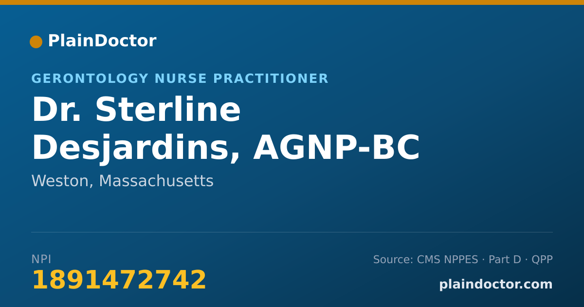 Shareable card for Sterline Desjardins, AGNP-BC - Gerontology Nurse Practitioner, Weston, MA