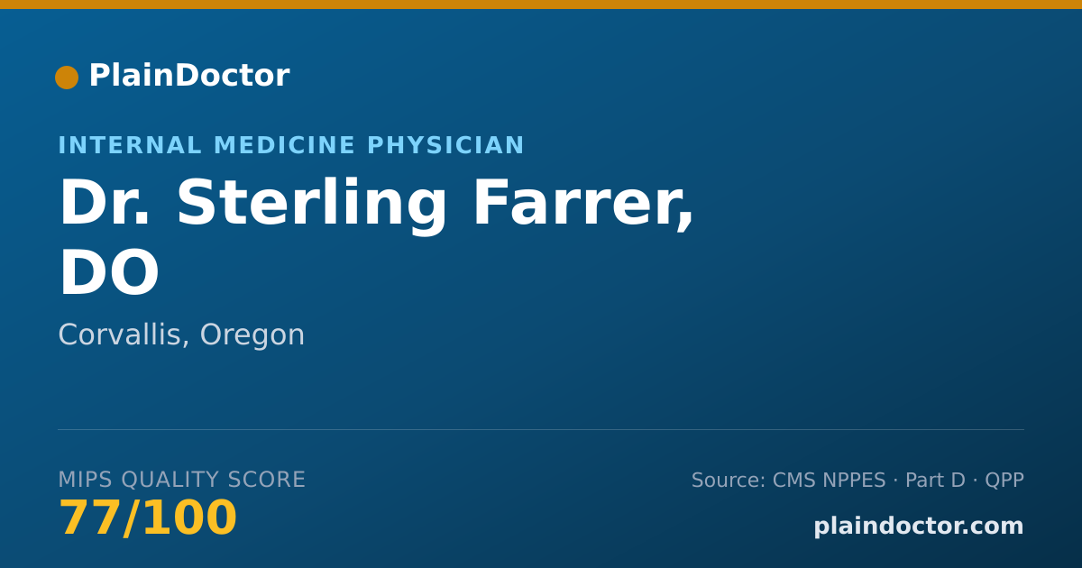 Shareable card for Sterling Farrer, DO - Internal Medicine Physician, Corvallis, OR