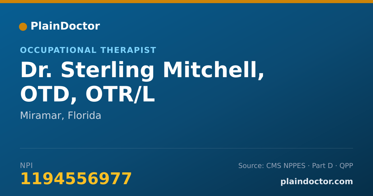 Shareable card for Sterling Mitchell, OTD, OTR/L - Occupational Therapist, Miramar, FL