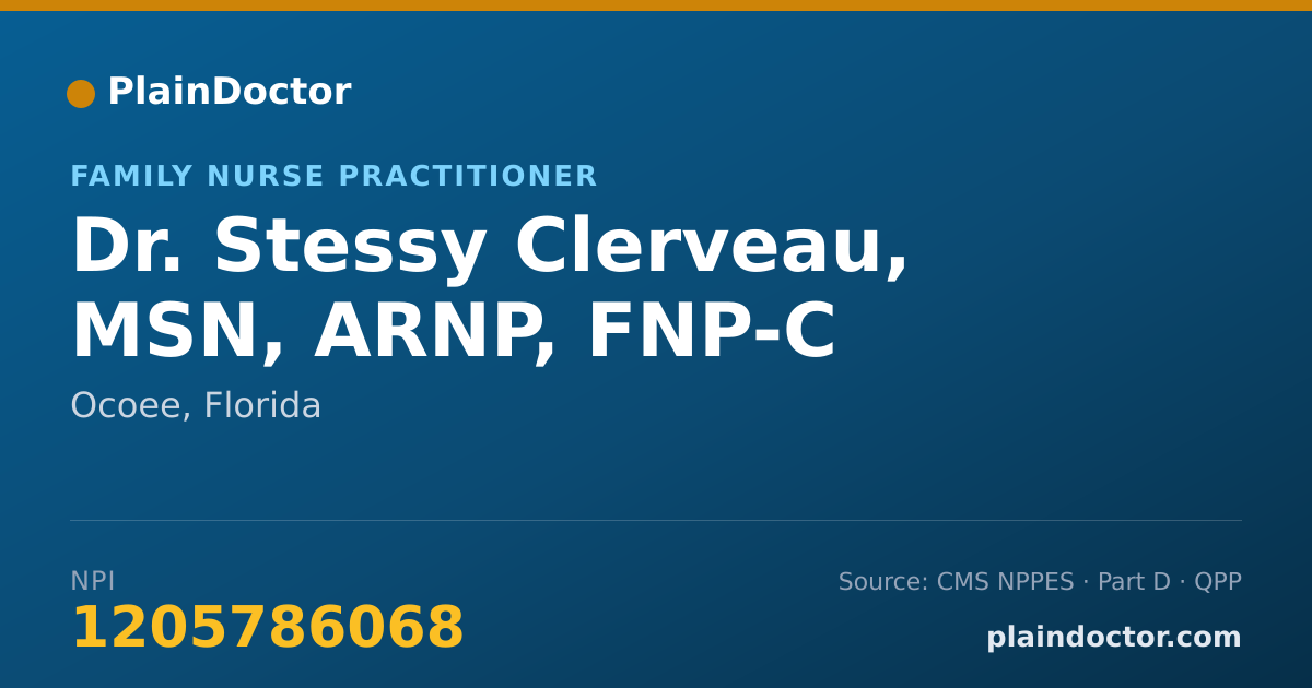 Shareable card for Stessy Clerveau, MSN, ARNP, FNP-C - Family Nurse Practitioner, Ocoee, FL