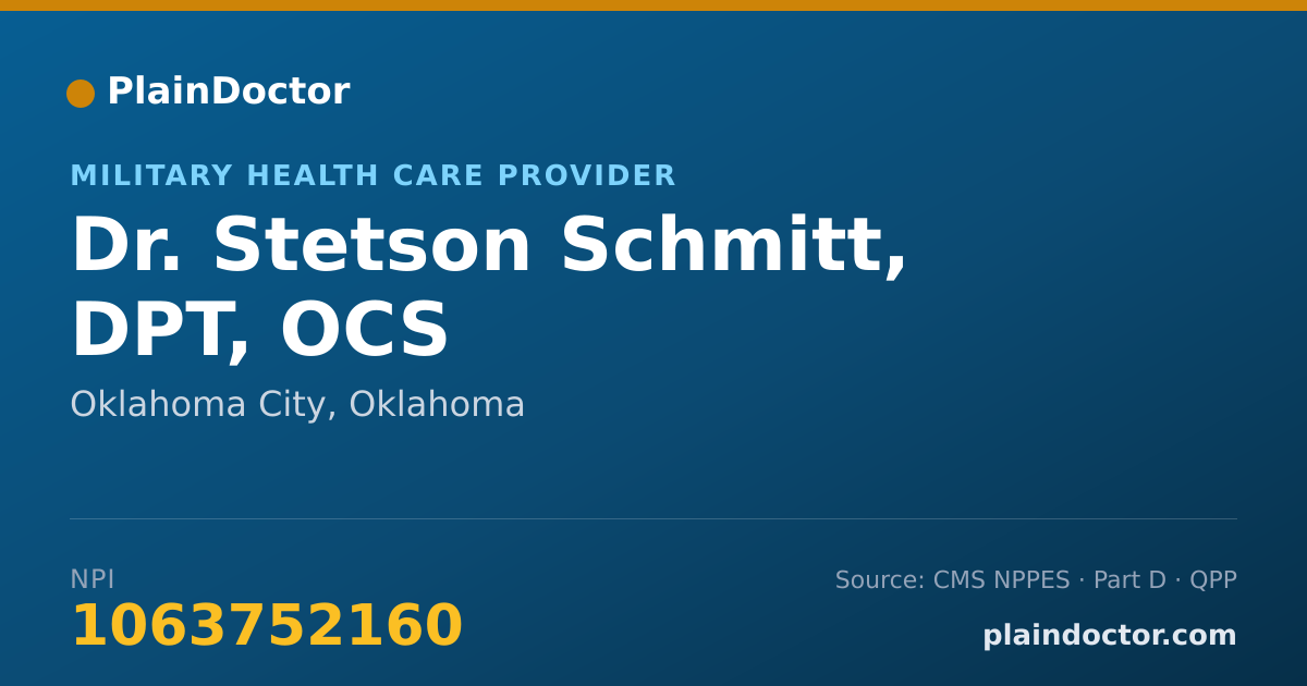 Shareable card for Stetson Schmitt, DPT, OCS - Military Health Care Provider, Oklahoma City, OK