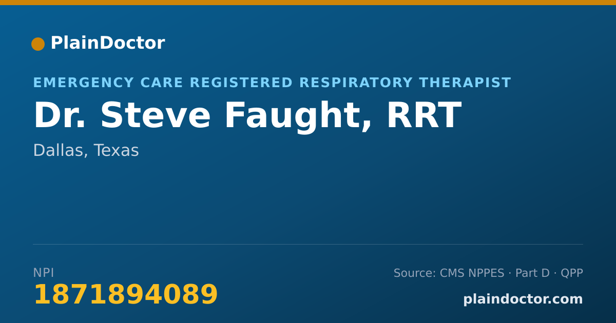 Shareable card for Steve Faught, RRT - Emergency Care Registered Respiratory Therapist, Dallas, TX
