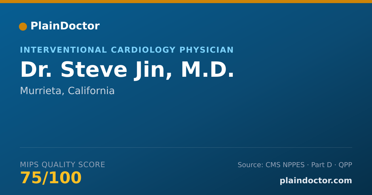 Shareable card for Steve Jin, M.D. - Cardiovascular Disease Physician, Murrieta, CA