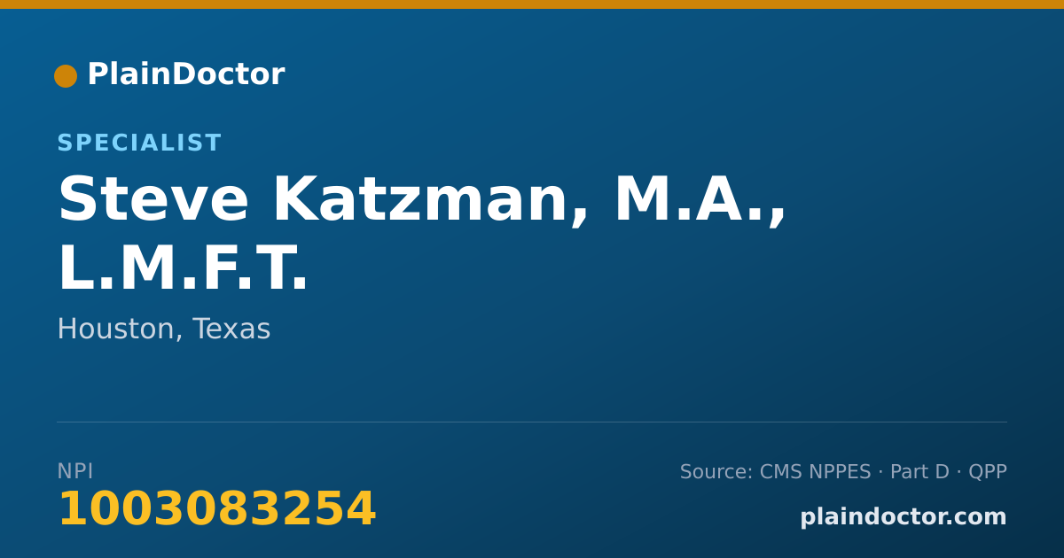 Shareable card for Steve Katzman, M.A., L.M.F.T. - Specialist, Houston, TX