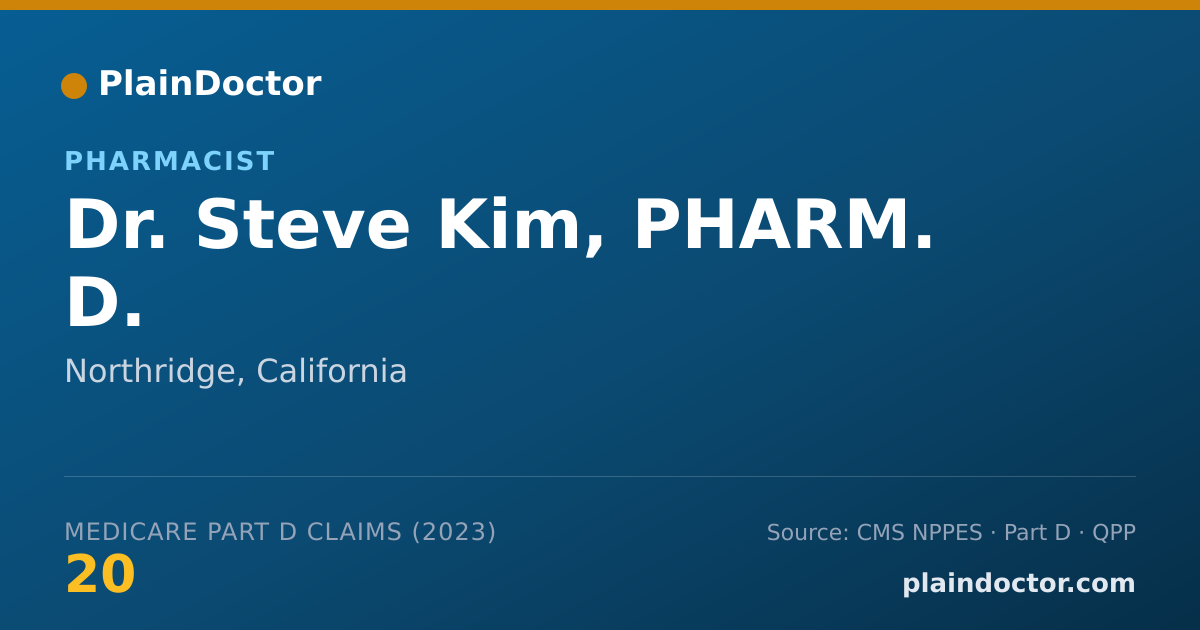 Shareable card for Steve Kim, PHARM. D. - Pharmacist, Northridge, CA