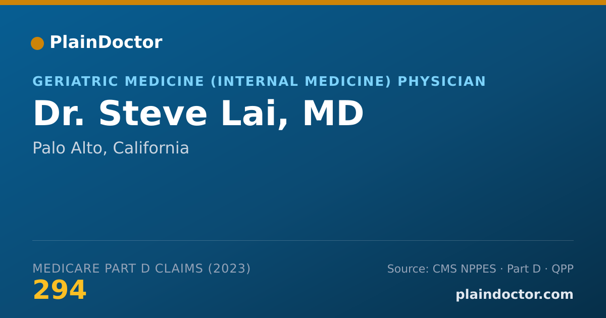 Shareable card for Steve Lai, MD - Geriatric Medicine (Internal Medicine) Physician, Palo Alto, CA