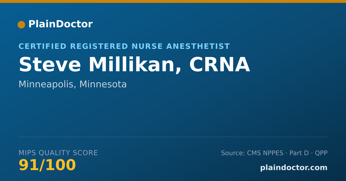 Shareable card for Steve Millikan, CRNA - Certified Registered Nurse Anesthetist, Minneapolis, MN