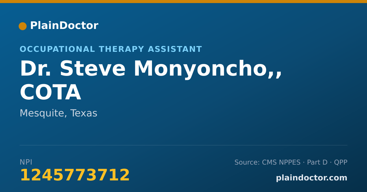 Shareable card for Steve Monyoncho,, COTA - Occupational Therapy Assistant, Mesquite, TX