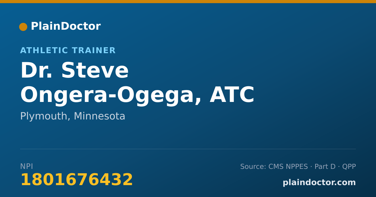 Shareable card for Steve Ongera-Ogega, ATC - Athletic Trainer, Plymouth, MN