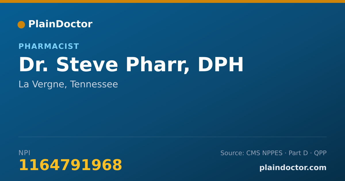 Shareable card for Steve Pharr, DPH - Pharmacist, La Vergne, TN
