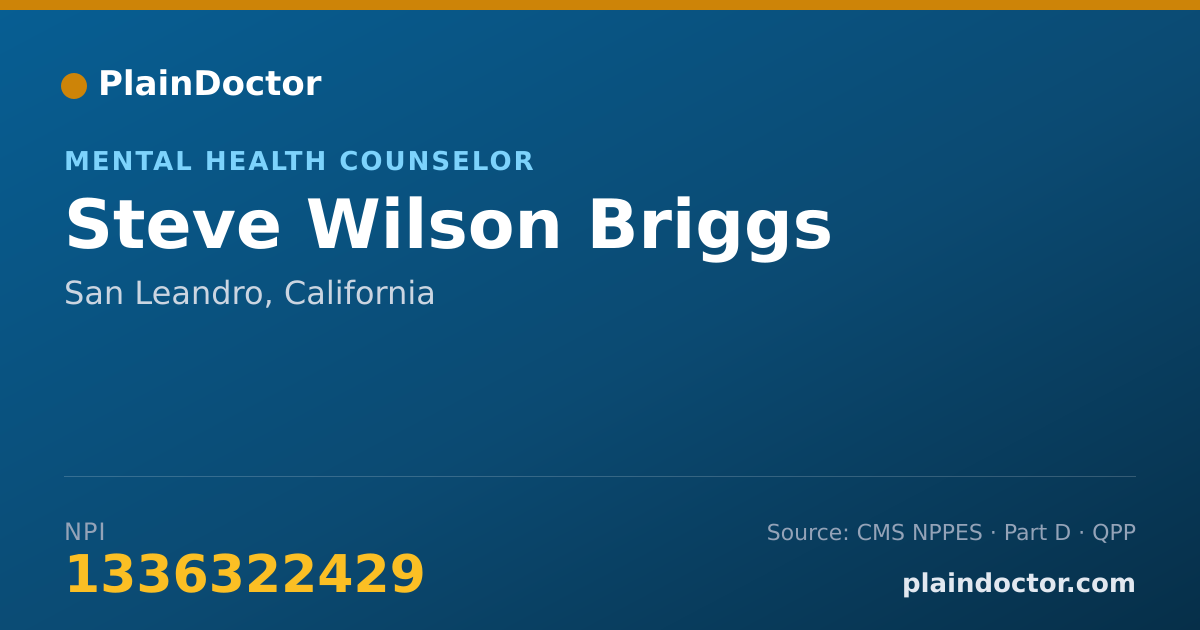 Shareable card for Steve Wilson Briggs - Mental Health Counselor, San Leandro, CA