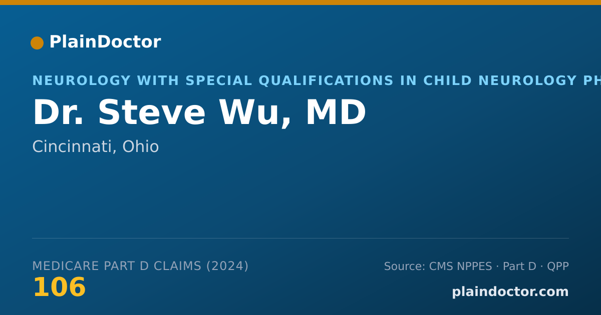Shareable card for Steve Wu, MD - Neurology with Special Qualifications in Child Neurology Physician, Cincinnati, OH