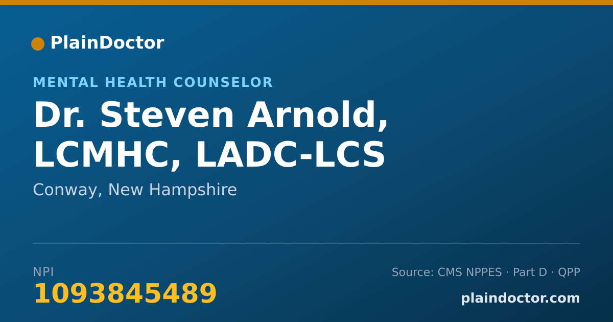 Shareable card for Steven Arnold, LCMHC, LADC-LCS - Mental Health Counselor, Conway, NH