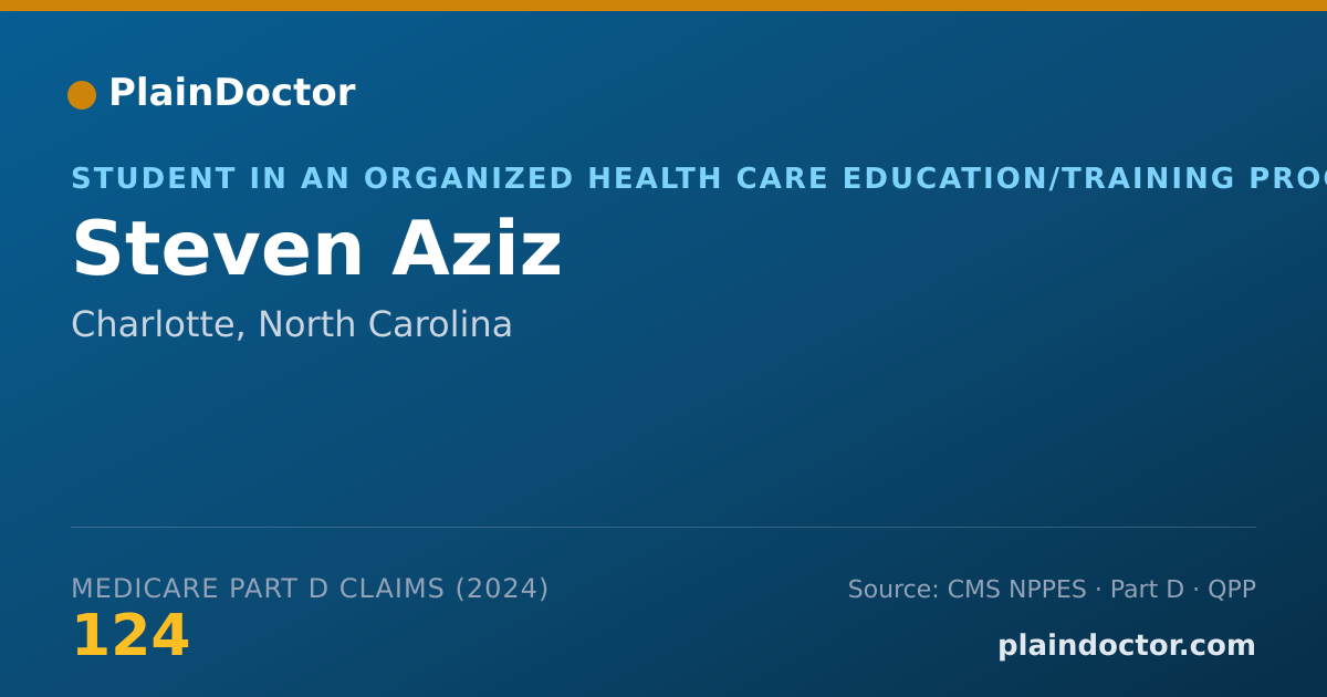 Shareable card for Steven Aziz - Student in an Organized Health Care Education/Training Program, Charlotte, NC