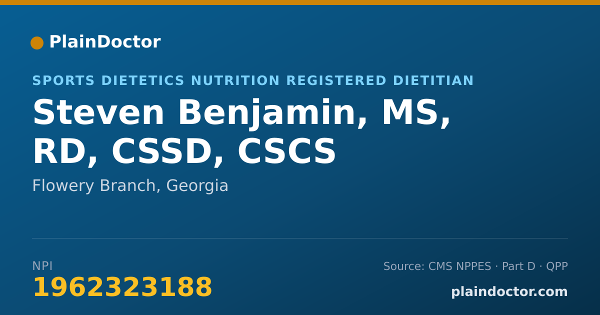 Shareable card for Steven Benjamin, MS, RD, CSSD, CSCS - Sports Dietetics Nutrition Registered Dietitian, Flowery Branch, GA