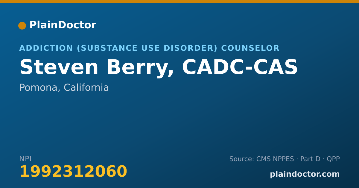 Shareable card for Steven Berry, CADC-CAS - Addiction (Substance Use Disorder) Counselor, Pomona, CA