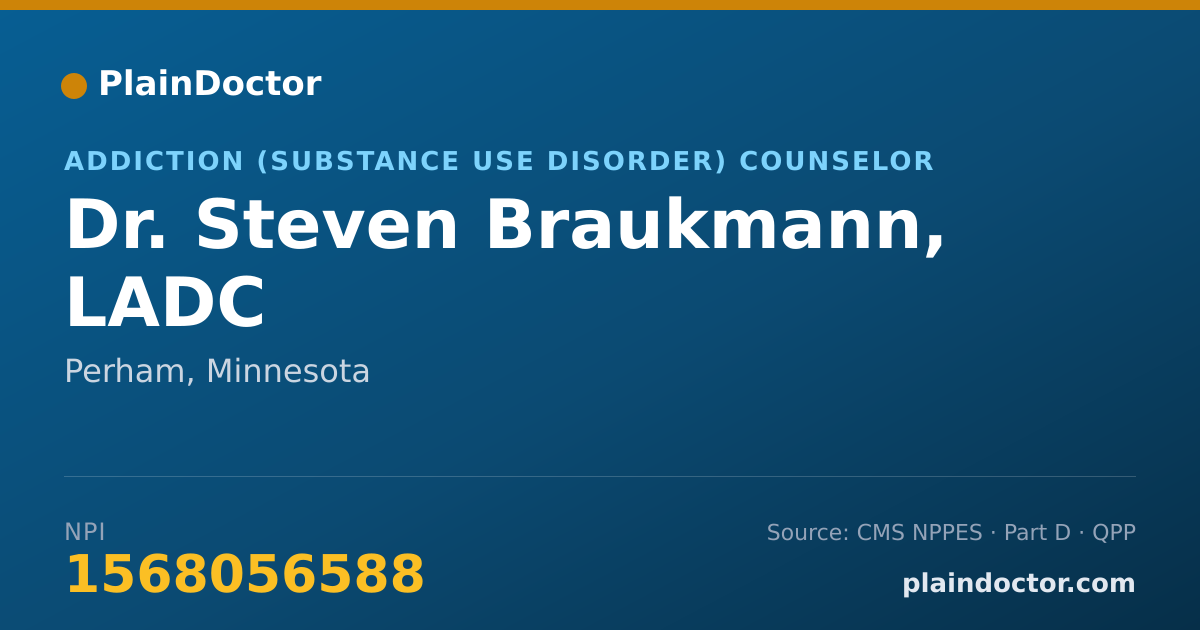 Shareable card for Steven Braukmann, LADC - Addiction (Substance Use Disorder) Counselor, Perham, MN