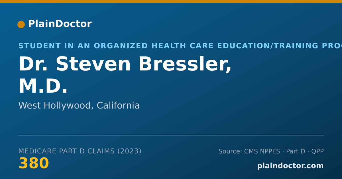 Shareable card for Steven Bressler, M.D. - Student in an Organized Health Care Education/Training Program, West Hollywood, CA