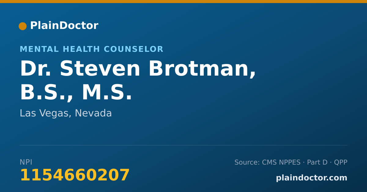 Shareable card for Steven Brotman, B.S., M.S. - Mental Health Counselor, Las Vegas, NV