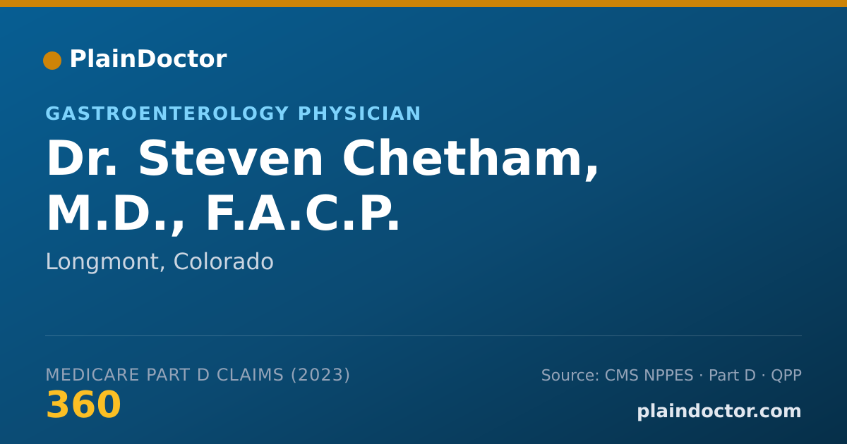 Shareable card for Steven Chetham, M.D., F.A.C.P. - Gastroenterology Physician, Longmont, CO