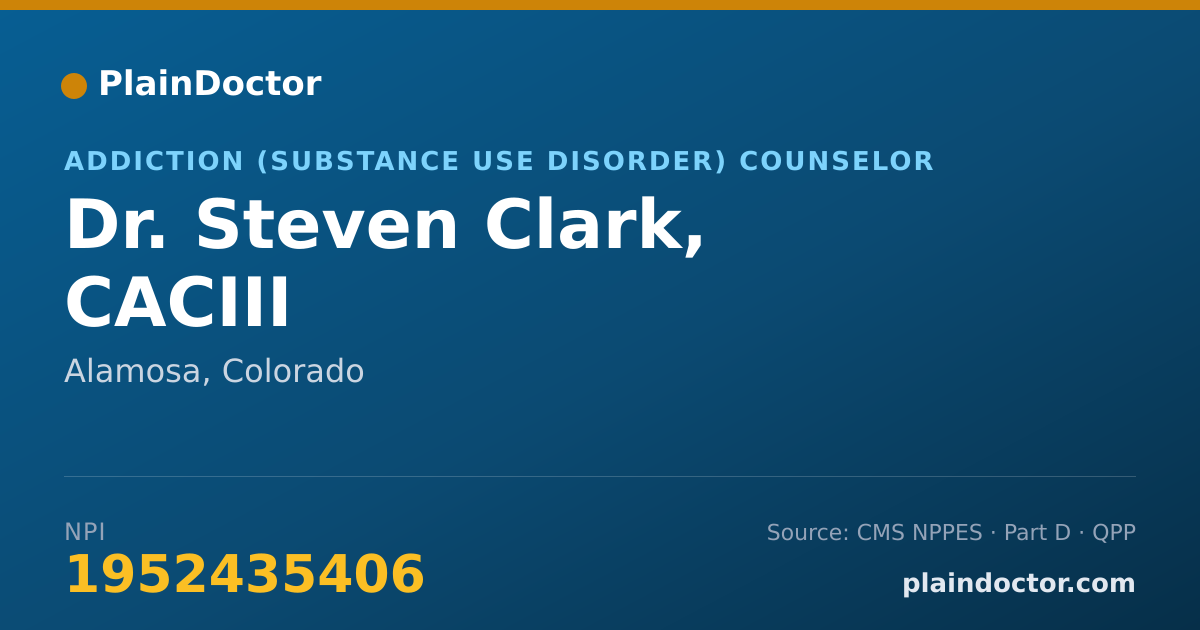 Shareable card for Steven Clark, CACIII - Addiction (Substance Use Disorder) Counselor, Alamosa, CO