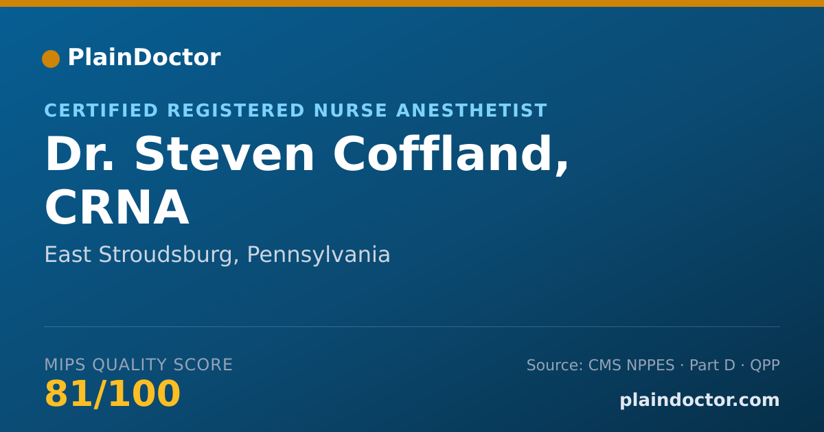 Shareable card for Steven Coffland, CRNA - Certified Registered Nurse Anesthetist, East Stroudsburg, PA