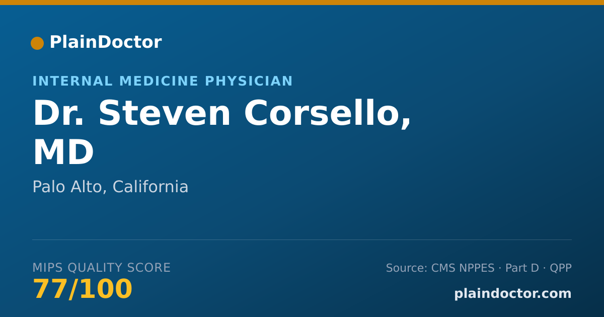 Shareable card for Steven Corsello, MD - Internal Medicine Physician, Palo Alto, CA