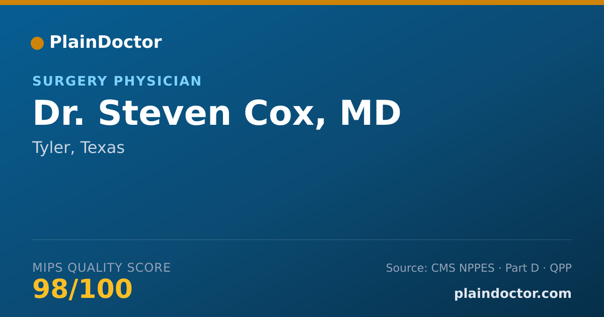 Shareable card for Steven Cox, MD - Surgery Physician, Tyler, TX