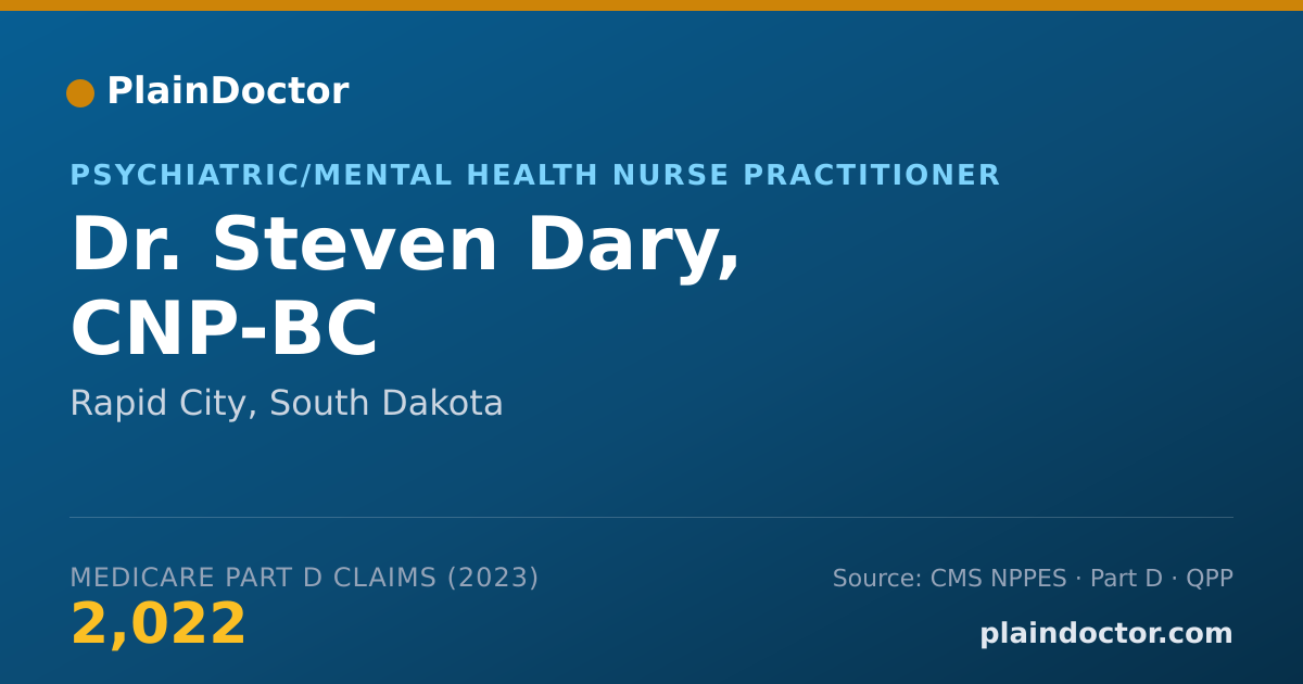 Shareable card for Steven Dary, CNP-BC - Psychiatric/Mental Health Nurse Practitioner, Rapid City, SD