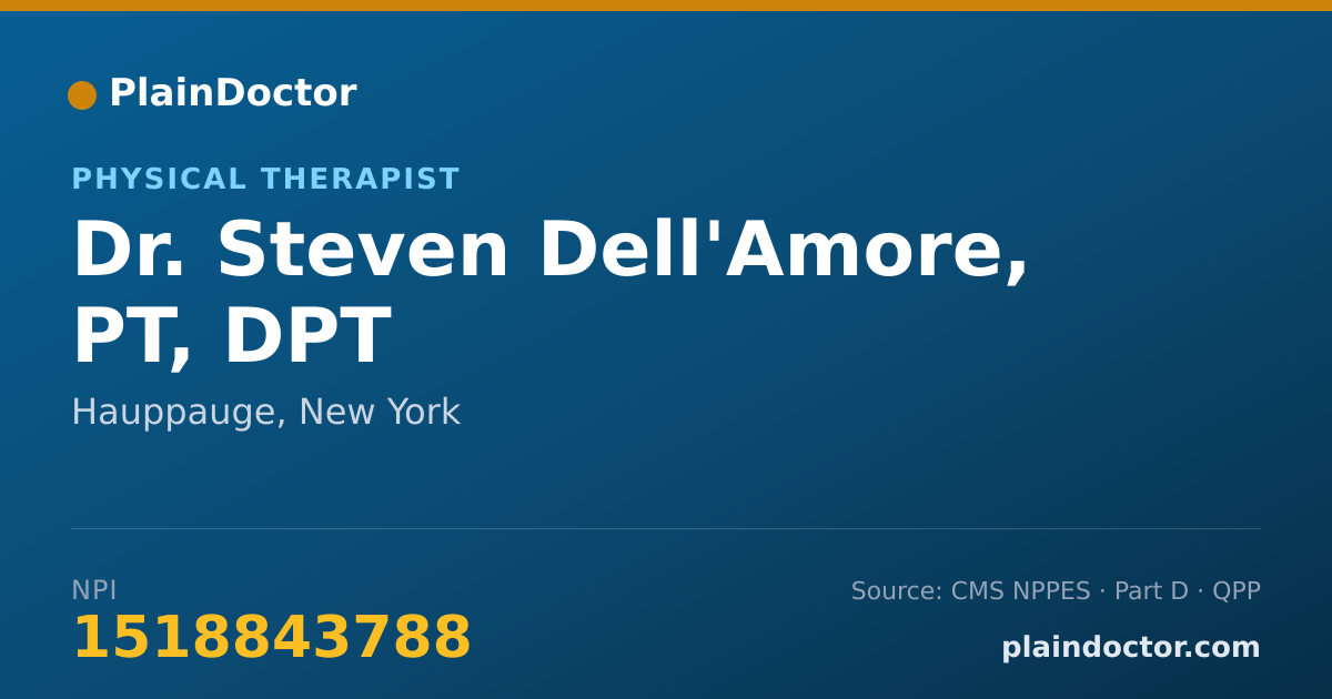 Shareable card for Steven Dell'Amore, PT, DPT - Physical Therapist, Hauppauge, NY