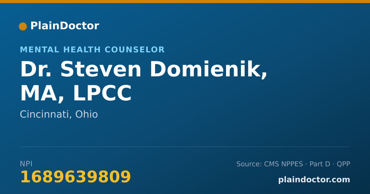 Shareable card for Steven Domienik, MA, LPCC - Mental Health Counselor, Cincinnati, OH