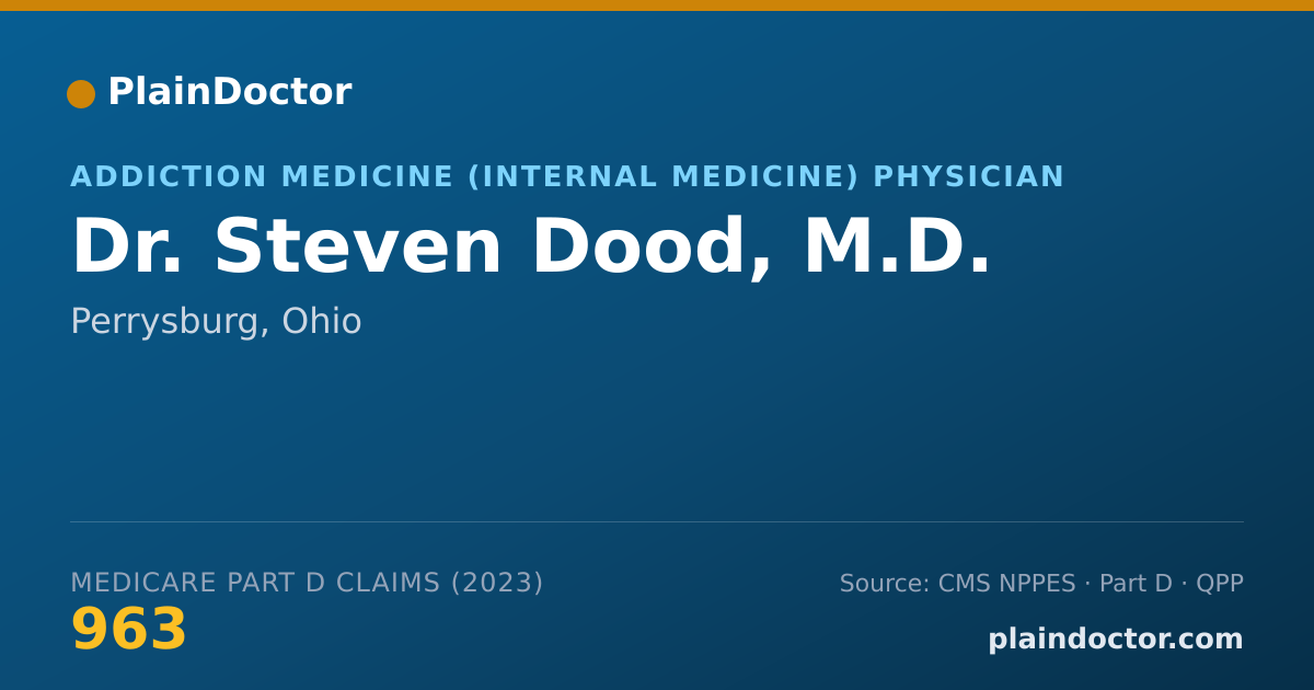 Shareable card for Steven Dood, M.D. - Addiction Medicine (Internal Medicine) Physician, Perrysburg, OH