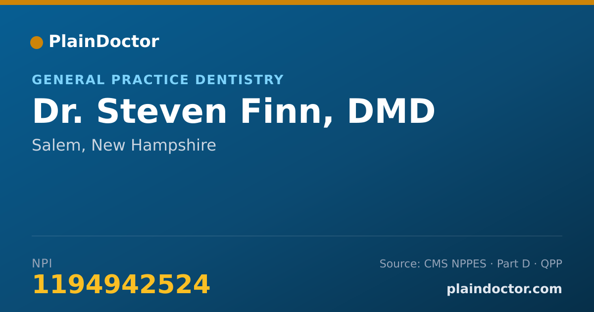 Shareable card for Steven Finn, DMD - General Practice Dentistry, Salem, NH